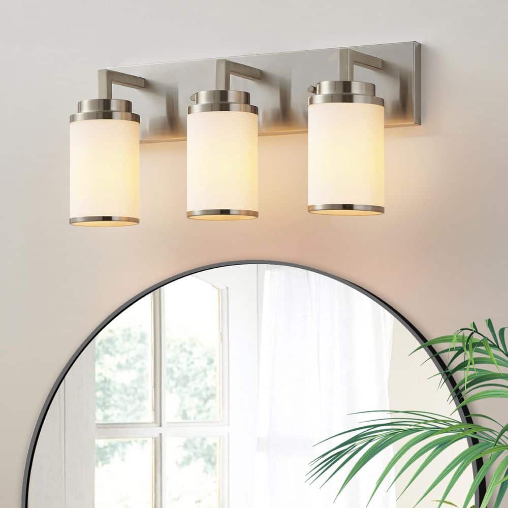 20.5 in. 3-Light Brushed Nickel Vanity Light with Frosted Glass Shade price history on PriceWatchPro