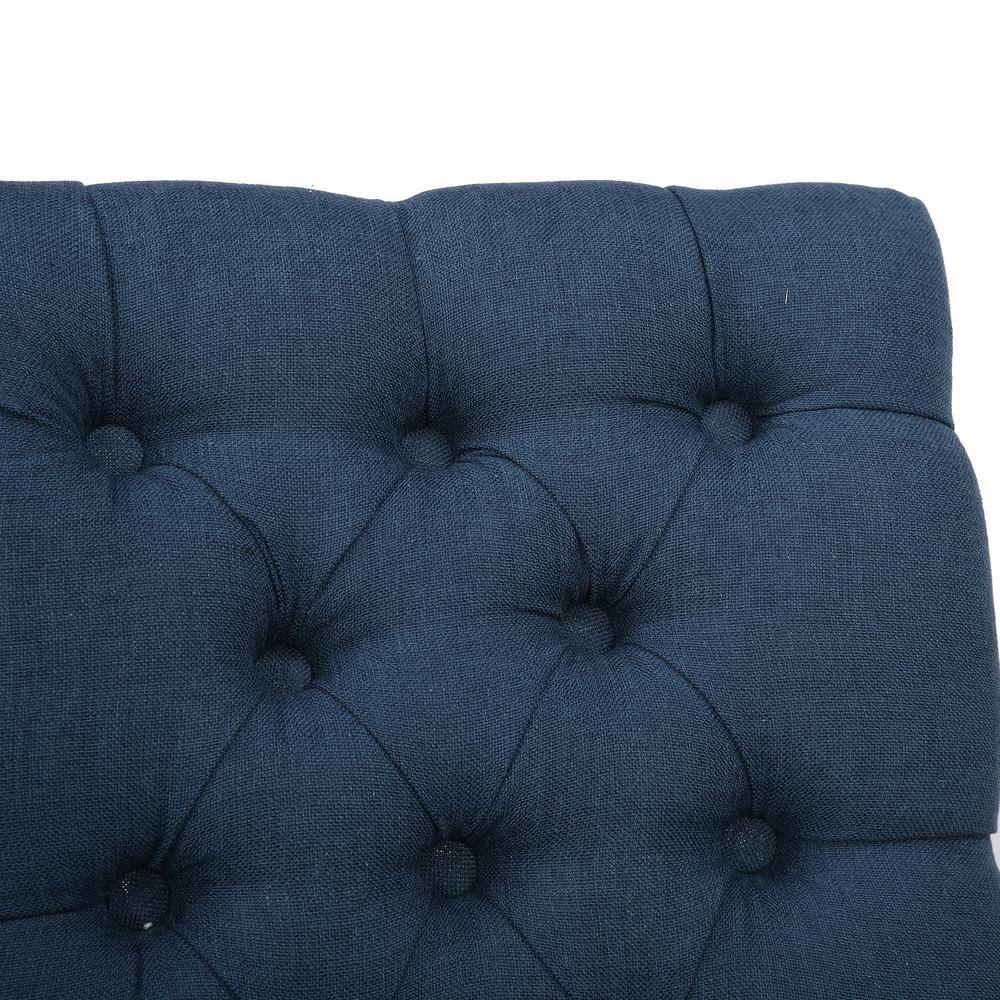 Blue Linen Upholstered Button Tufted Parsons Side Chair Set