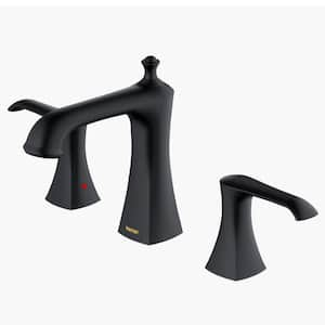 Woodburn 8 in. Widespread 2-Handle Bathroom Faucet with Matching Pop-Up Drain in Matte Black