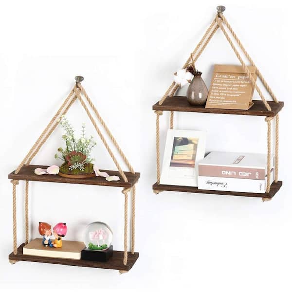 Oumilen Hanging Shelves 2-Tier Tall Plant Stands for Plant Shelf Flower Stands for Decorate Garden Patio and Farmhouse
