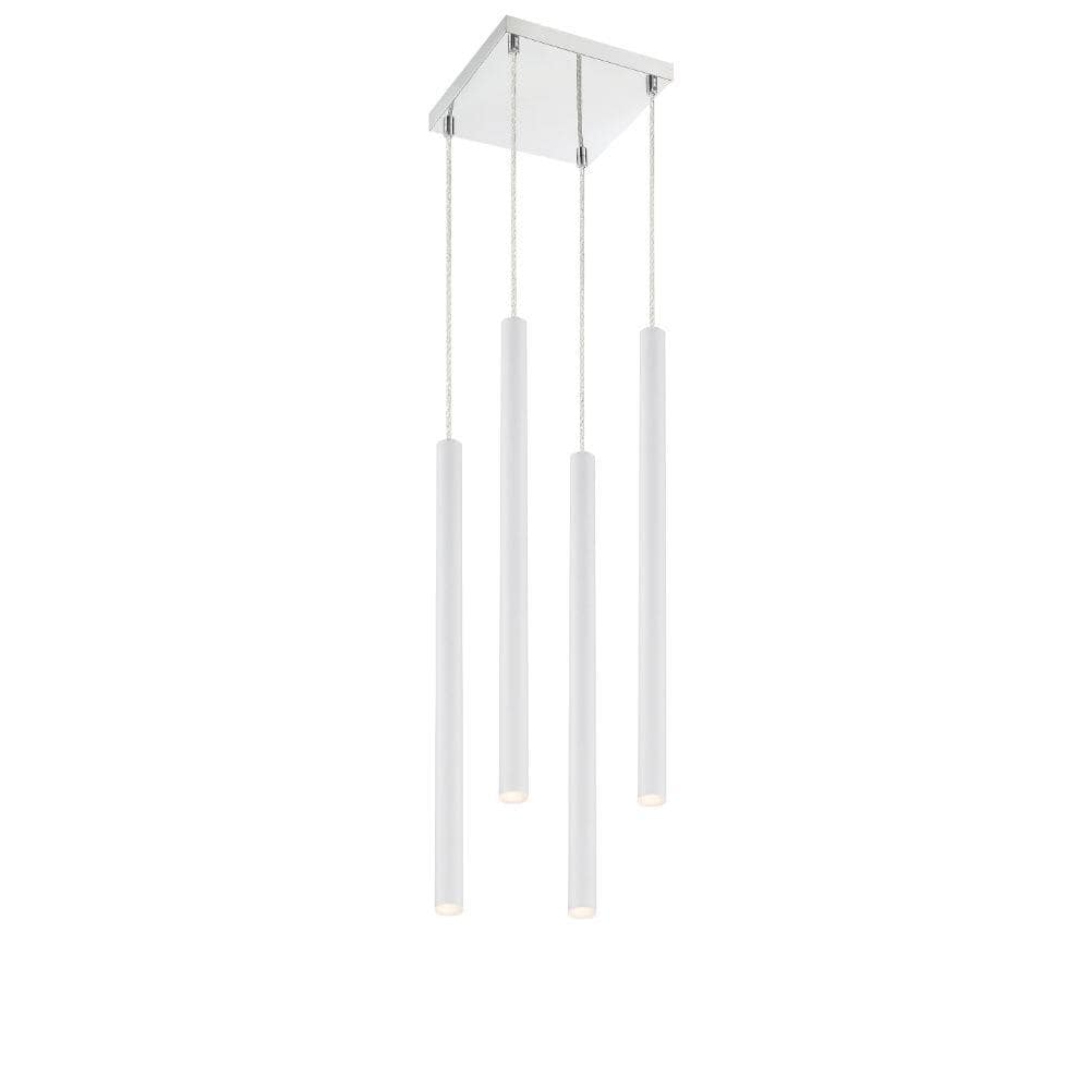Forest 5 W 4 Light Chrome Integrated LED Shaded Chandelier with Matte White