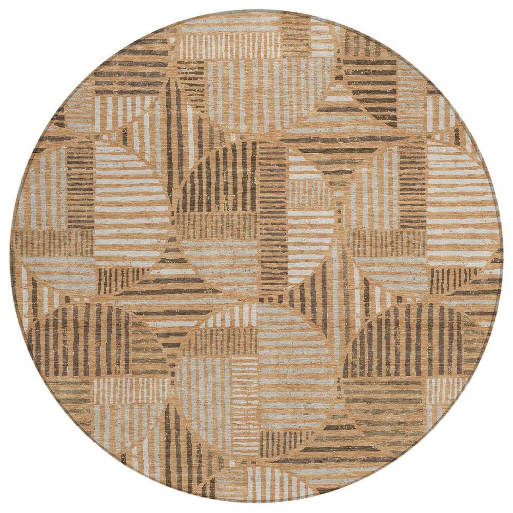 Chantille Machine Washable Indoor/Outdoor Abstract ACN2700 Copper 8 ft. x 8 ft. Round Rug price history on PriceWatchPro