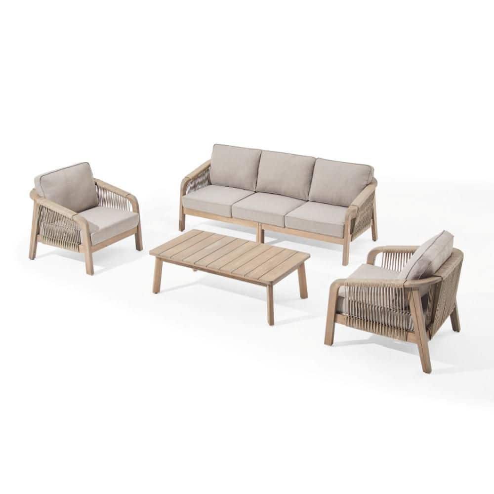 Manilva 4-Piece Acacia Wood Outdoor Patio Conversation Set with Cushions price history on PriceWatchPro