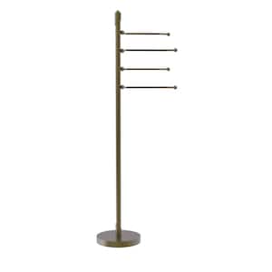 Soho Free Standing Towel Bar with 4-Pivoting Swing Arm Towel Stand in Antique Brass