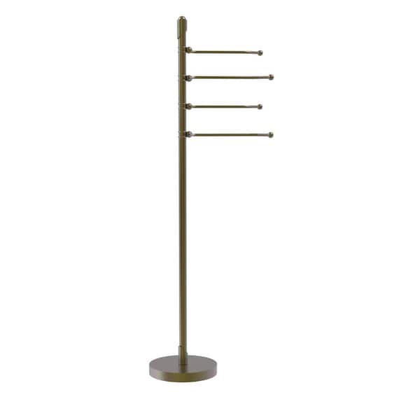 Allied Brass Soho Free Standing Towel Bar with 4-Pivoting Swing Arm Towel Stand in Antique Brass