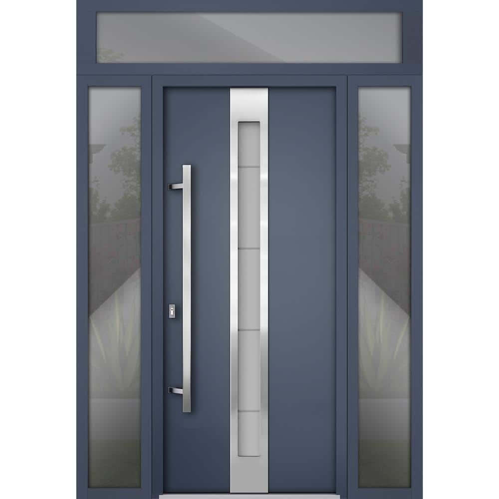 68 in. x 96 in. Right-hand/Inswing Frosted Glass Gray Graphite Steel Prehung Front Door with Hardware price history on PriceWatchPro