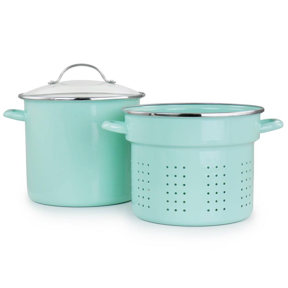 Aqua 8 Qt Stainless Steel Stock Pot with Steamer Insert