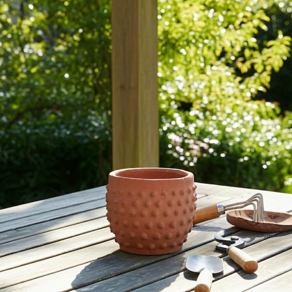 Red Ceramic Bubble Raised Dot Design Decorative Planter (6 in. W x 5 in. H)