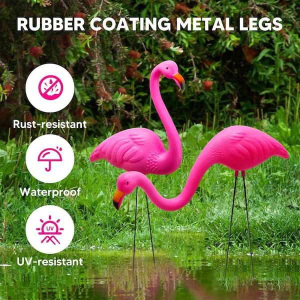 Cubilan Set of 6 Small Pink Flamingo Yard Ornament Stakes Mini