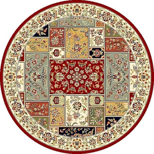 SAFAVIEH Lyndhurst Multi/Ivory 8 ft. x 8 ft. Round Border Area Rug