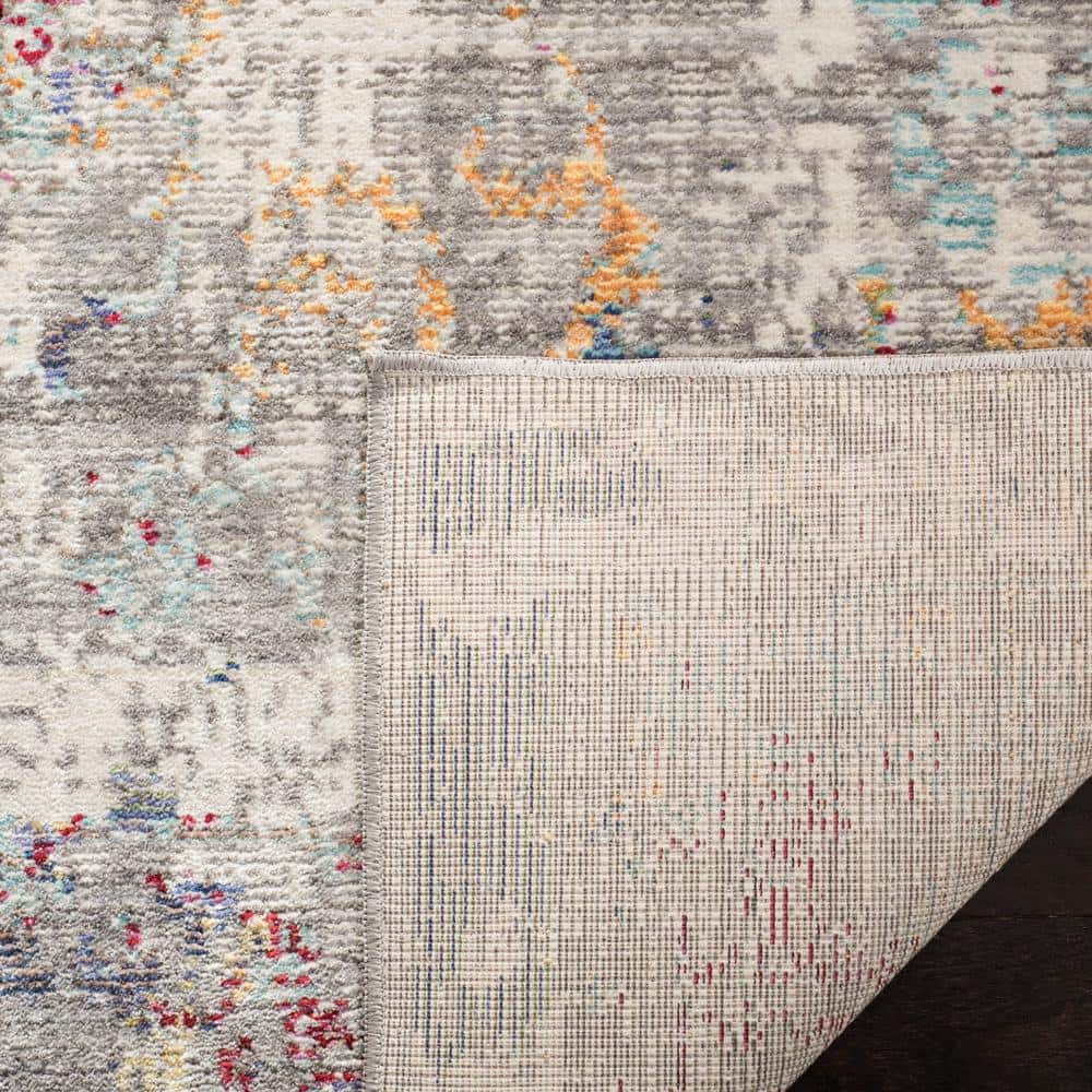Mystique Gray and Multicolor Abstract 3' x 5' Synthetic Area Rug