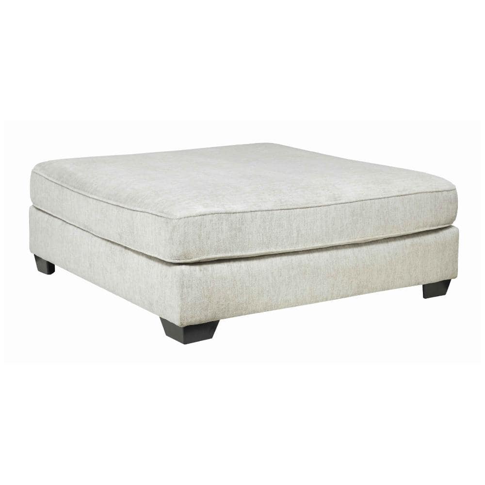 Off White Fabric Square Accent Ottoman