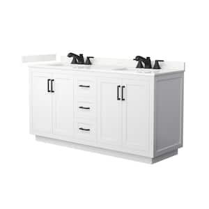 Miranda 66 in. W x 22 in. D x 33.75 in. H Double Bath Vanity in White with Giotto Quartz Top