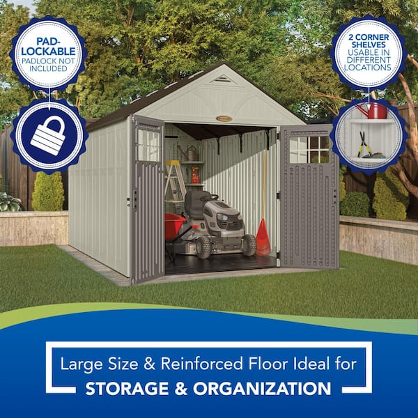Tremont 8 ft. W x 13 ft. D Plastic Resin Storage Shed with Floor (104 sq. ft.) in Vanilla (Beige)