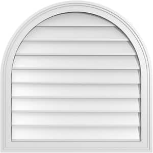 28 in. x 28 in. Round Top White PVC Paintable Gable Louver Vent Non-Functional