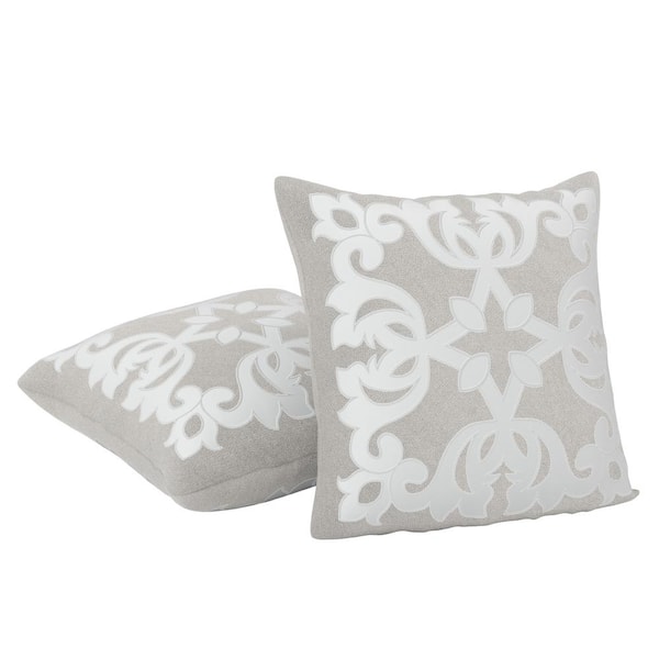Furniture of America Damask Light Beige Decorative Pillow (Set of 2)