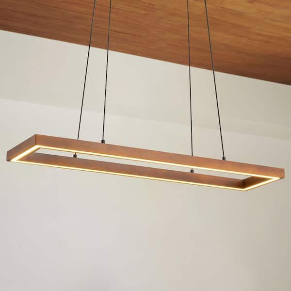 Rennnsan Luno 32.2 in. 1-Light Walnut Oak Modern Farmhouse