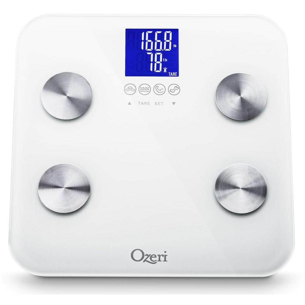 Ozeri ProMax 560 lbs (255 kg) Body Weight Scale (0.1 lbs / 0.05 kg Bath  Scale Sensors), with Body Tape & Fat Caliper