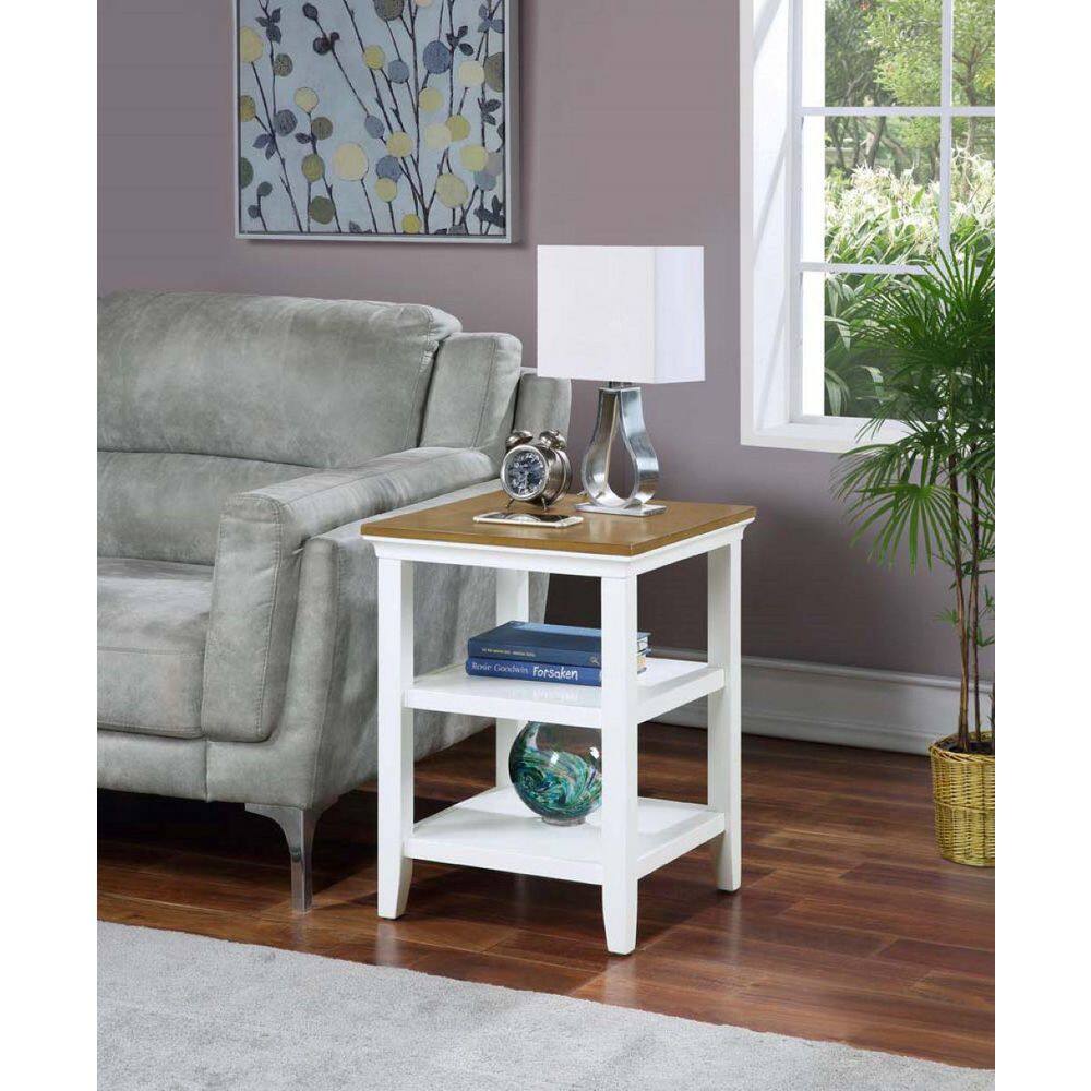 Tribeca Driftwood & White Square End Table with Storage Shelves