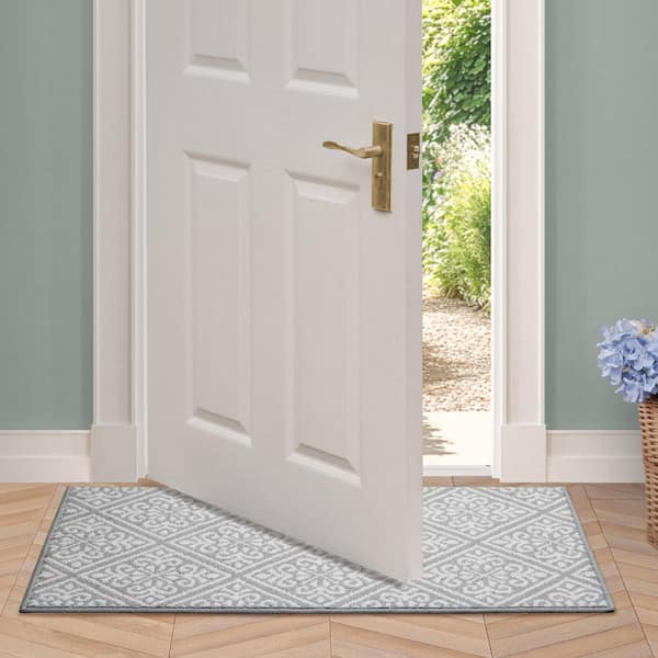 Laura Ashley Washable Skid-Resistant Light Grey/Ivory 2 ft