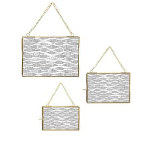 8 in. x 10 in. Brass Hanging Picture Frame with Chain Link (Set of 3)