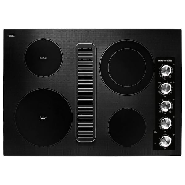 30 in. Electric Downdraft Cooktop in Black with 4 Elements