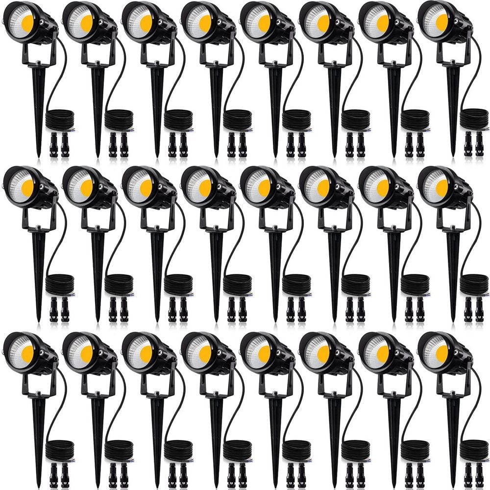24-Pack Aluminum LED Landscape Lights Warm White IP65 Waterproof Adjustable