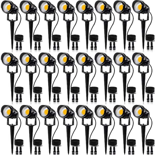 24-Pack Aluminum LED Landscape Lights Warm White IP65 Waterproof Adjustable Outdoor Spotlights for Garden Pathway