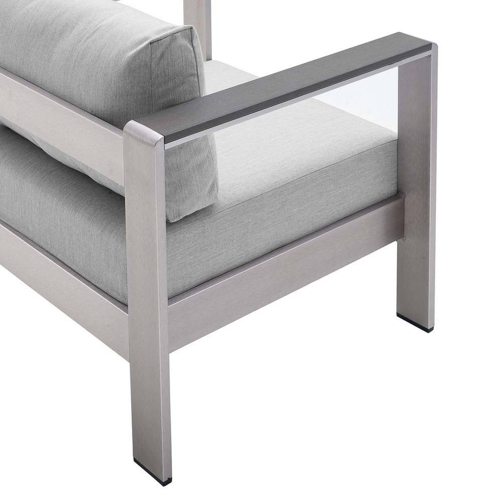 Gray Aluminum Outdoor Accent Chair with Cushions