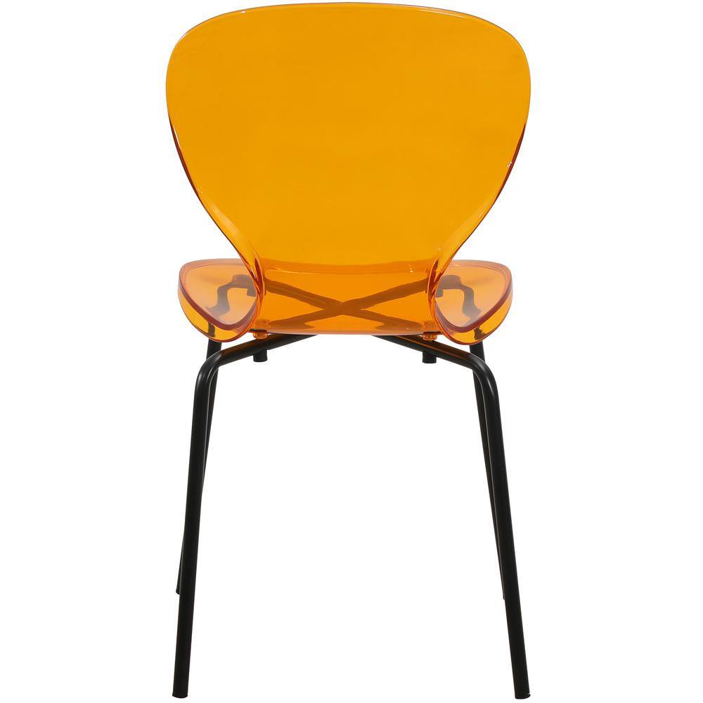 Amber Transparent Metal Side Chair with Black Base