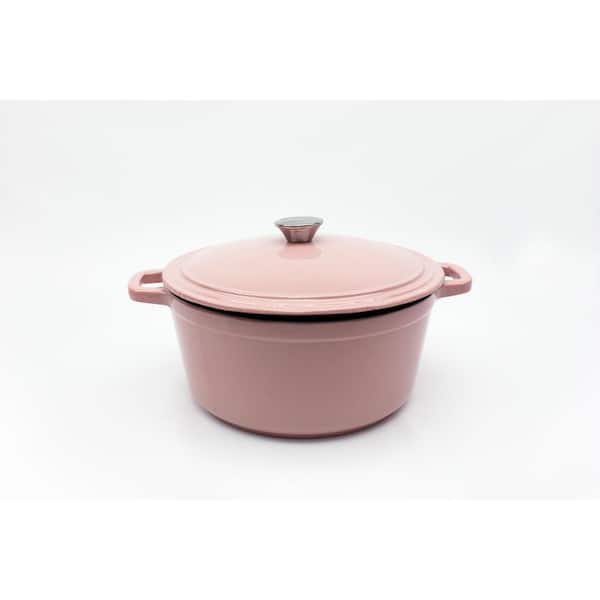 Neo 7 qt. Round Cast Iron Casserole Dish in Pink with Lid