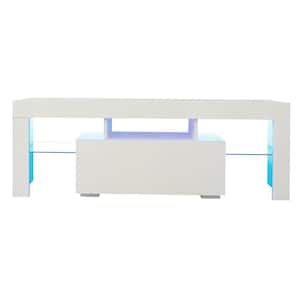 51 in. White TV Stand Fits TV's up to 55 in. with LED RGB Lights