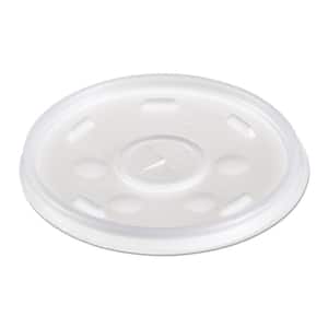 Translucent Plastic Lids for Foam Cups, Bowls and Containers, Flat with Straw Slot, Fits 6-14 oz. (1000-Pack)