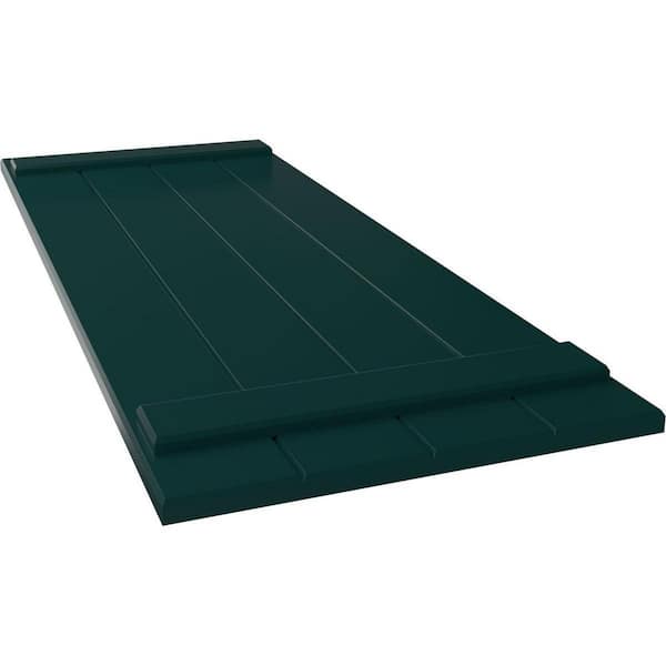 Ekena Millwork 21 1/2" x 41" True Fit PVC Four Board Joined Board-n-Batten Shutters, Thermal Green (Per Pair)