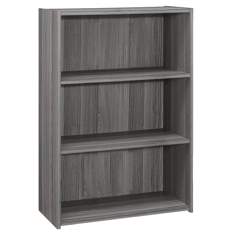 36 in. Grey with 3-Storage Shelves Composite Bookcase