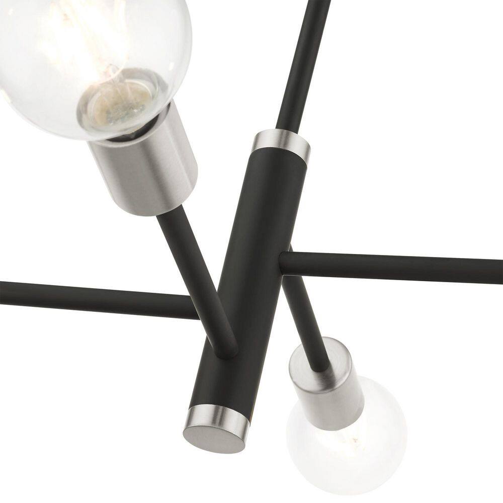 Bannister 4-Light Asymmetrical Chandelier in Black with Brushed Nickel Accents