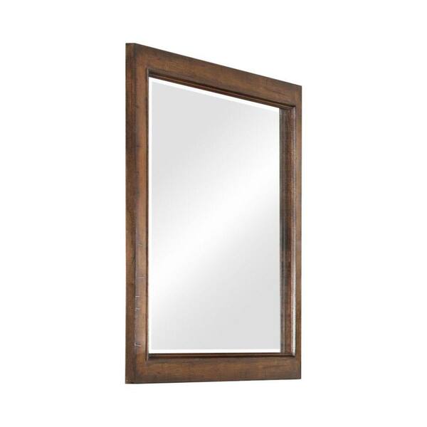 Benjara 1.25 in. W x 34 in. H Wooden Frame Brown Wall Mirror