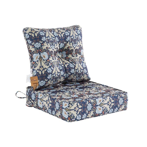 BLISSWALK Deep Seat High Back Chair Cushions Outdoor Replacement Patio Seating Cushions,Seat 24 in.L x24 in.Wx 6 in.H,Stone Blue