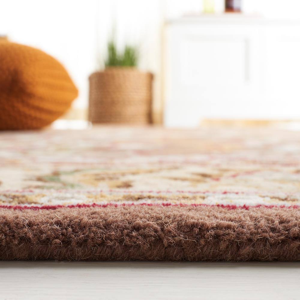 Ivory and Brown Hand-Tufted Wool 8' x 10' Area Rug