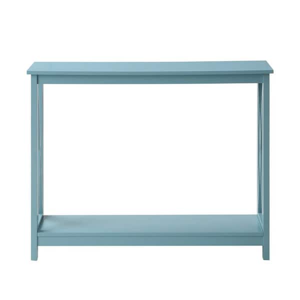 Convenience Concepts Oxford 39.5 in. L Sea Foam 31.5 in. H Rectangle Wood Console Table with Bottom Shelf