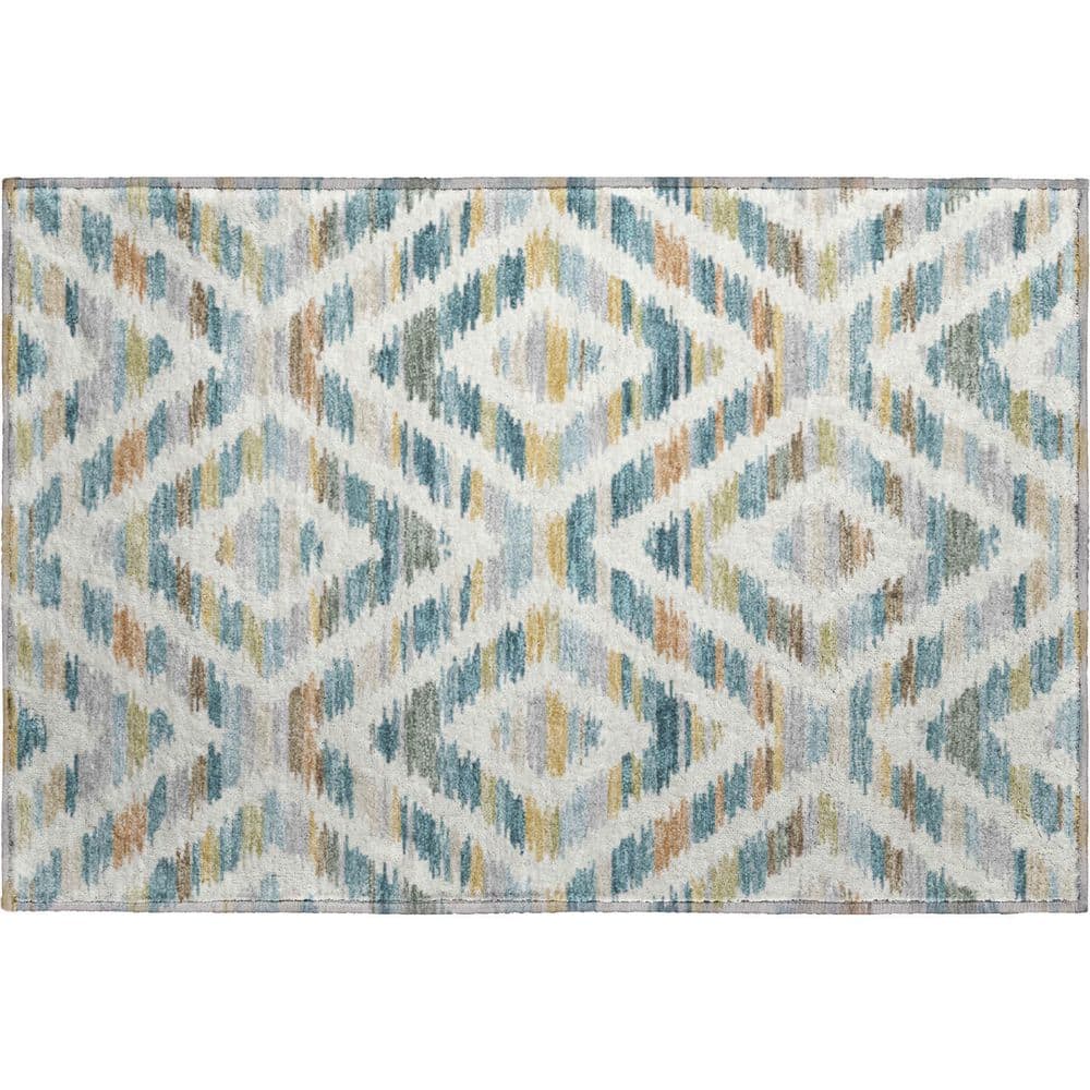 Mayfield Premium Machine Washable Abstract AMF2453 Teal 2 ft. x 3 ft. Accent Rug price history on PriceWatchPro