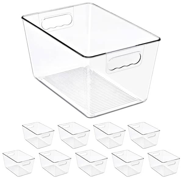 10 Piece Freezer Safe Refrigerator & Freezer Containers Set, Clear Large Storage Bins with Handles, BPA-Free Plastic