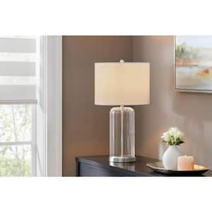 Waterton 23.88 in. 1-Light Brushed Nickel Indoor Table Lamp with Fabric Lamp Shade