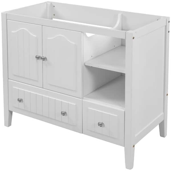 Unbranded 35 in. W x 17.5 in. D x 31 in. H Solid Wood Frame Bath Vanity Cabinet without Top in White