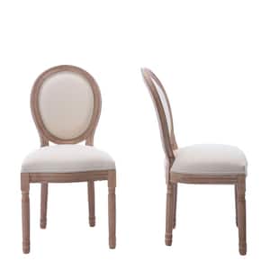 Fabrice Side Chair Beige French Dining Chair with rubber legs(Set of 2)