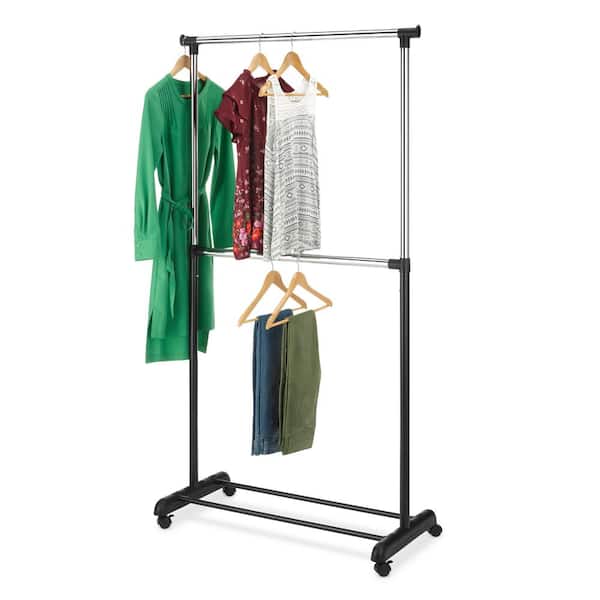 Whitmor Black/Chrome Metal Clothes Rack 36.5 in. x 70 in.