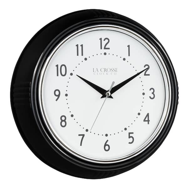 La Crosse Technology 9.5 Inch Retro Diner Black Quartz Wall Clock