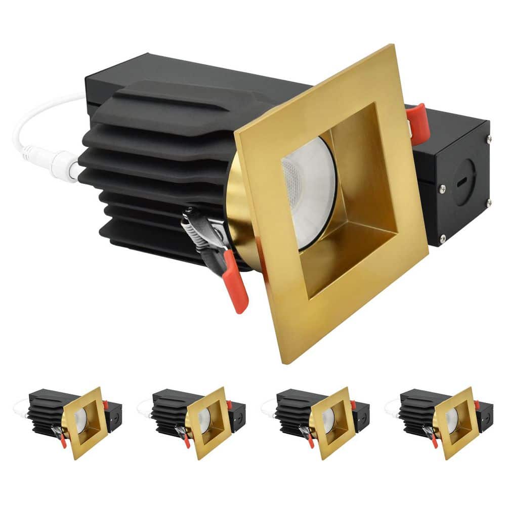 3 In. Integrated LED Regressed Light with Square Brass Trim, 5CCT 15/20W 1450/2100LM Dimmable 60° Beam, Wet Rated 4 Pack price history on PriceWatchPro