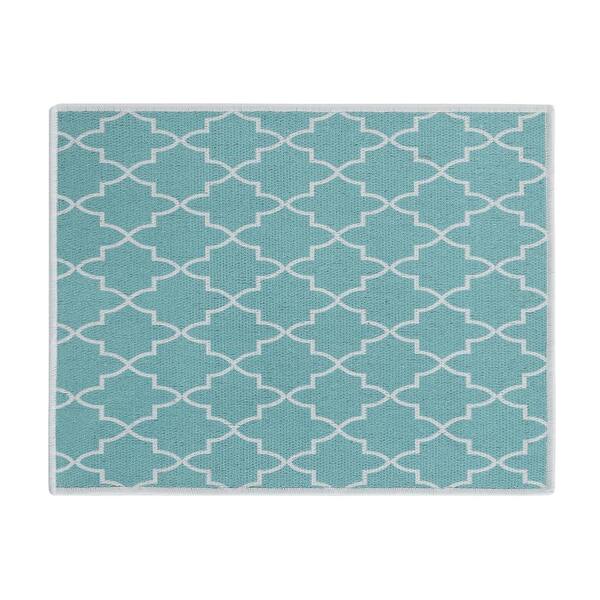 SUSSEXHOME 18 in. x 24 in. Turquoise Super-Absorbent Washable