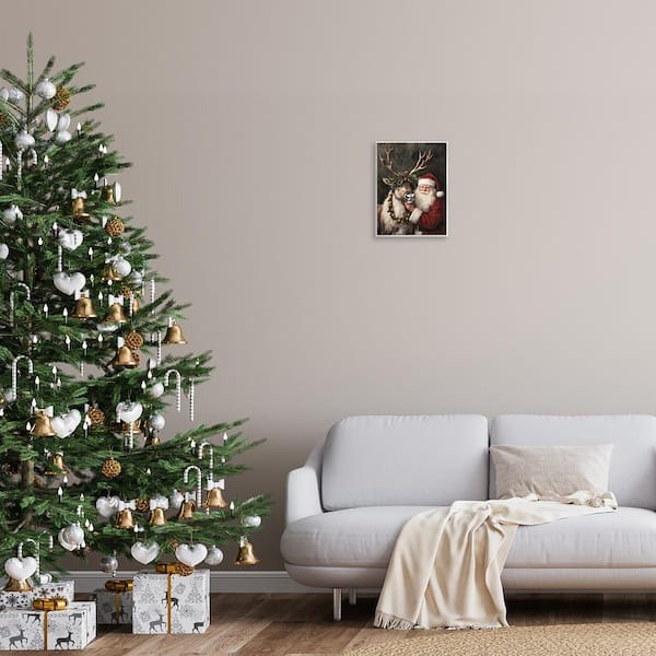 Santa and Reindeer Portrait by Arlington Prints Unframed Abstract Graphic Art Print 14 in. x 11 in.